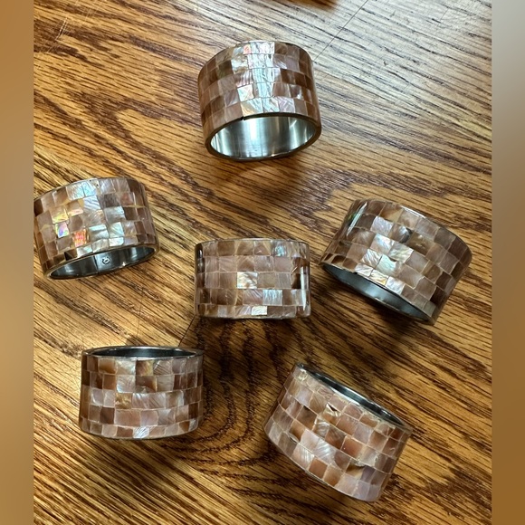 Vintage Other - Vintage Capiz Shell napkin ring holders
